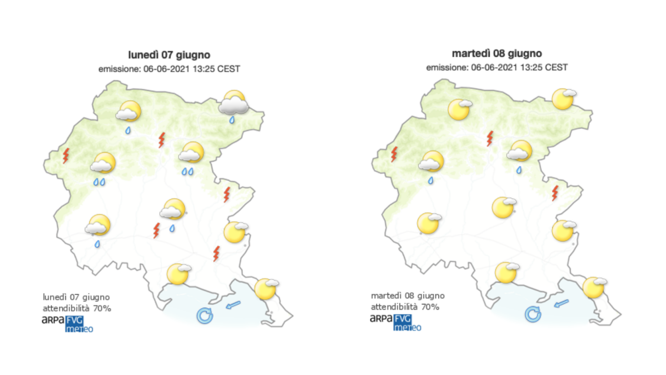 Immagine per Nuvoloso e Borino sul Goriziano, le temperature rimangono alte